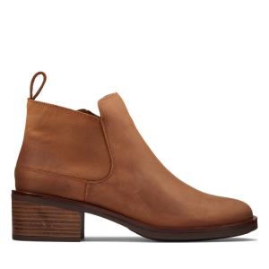 Botas Salto Alto Clarks Memi Zip Feminino Marrom Escuro | CLK943HZN