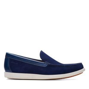 Loafers Clarks Ferius Creek Masculino Azuis Escuro | CLK412QYC