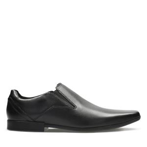 Loafers Clarks Glement Slip Masculino Pretas | CLK107JGA