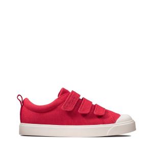 Sapatos De Lona Clarks City Vibe Kid Menino Vermelhas | CLK042OID