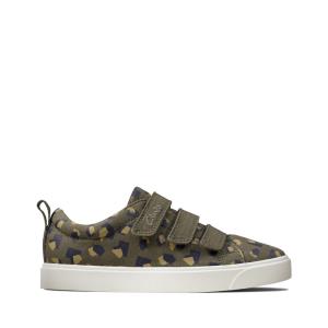 Sapatos De Lona Clarks City Vibe Kid Menino Verde Oliva Camufladas | CLK601OXJ