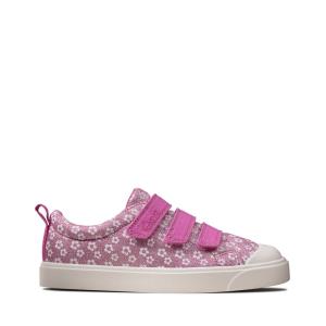 Sapatos De Lona Clarks City Vibe Kid Menina Rosa | CLK762TMU