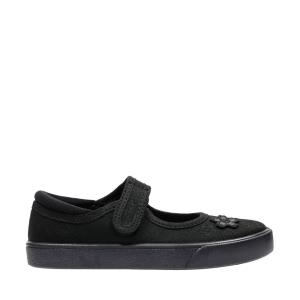 Sapatos De Lona Clarks Hopper Go Kid Menina Pretas | CLK234IAW