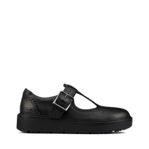 Sapatos Escolares Clarks Plain Move Kid Menina Pretas | CLK820UVM