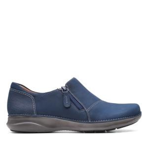 Sapatos Rasos Clarks Appley Zip Feminino Azul Marinho | CLK605UZS