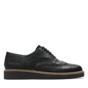 Sapatos Rasos Clarks Baille Brogue Feminino Pretas | CLK623ZQA