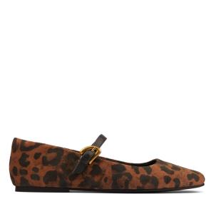 Sapatos Rasos Clarks Pure T bar Feminino Leopardo | CLK348XDV