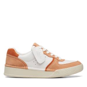 Tenis Clarks Craft Cup Court Feminino Branco Laranja | CLK158ETN