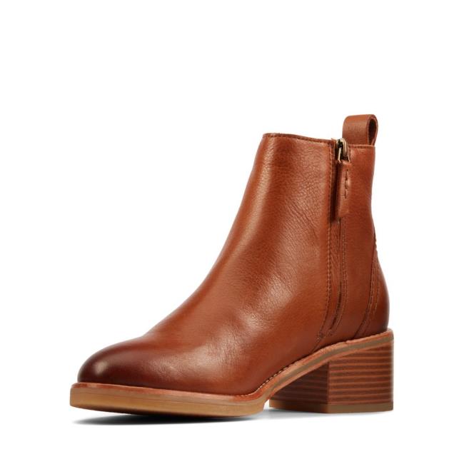 Botas Salto Alto Clarks Cologne Zip Feminino Marrom Escuro | CLK219EKA