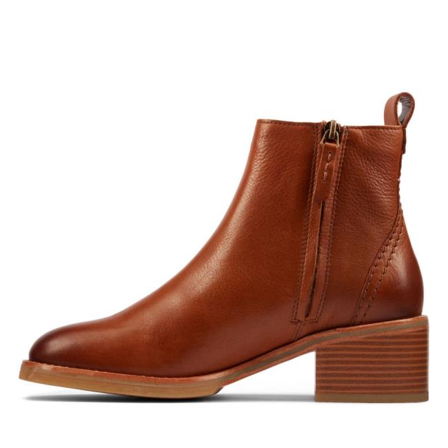 Botas Salto Alto Clarks Cologne Zip Feminino Marrom Escuro | CLK219EKA