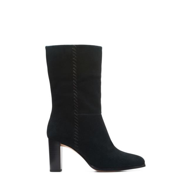 Botas Salto Alto Clarks Karamo Medio Feminino Pretas | CLK709WRS