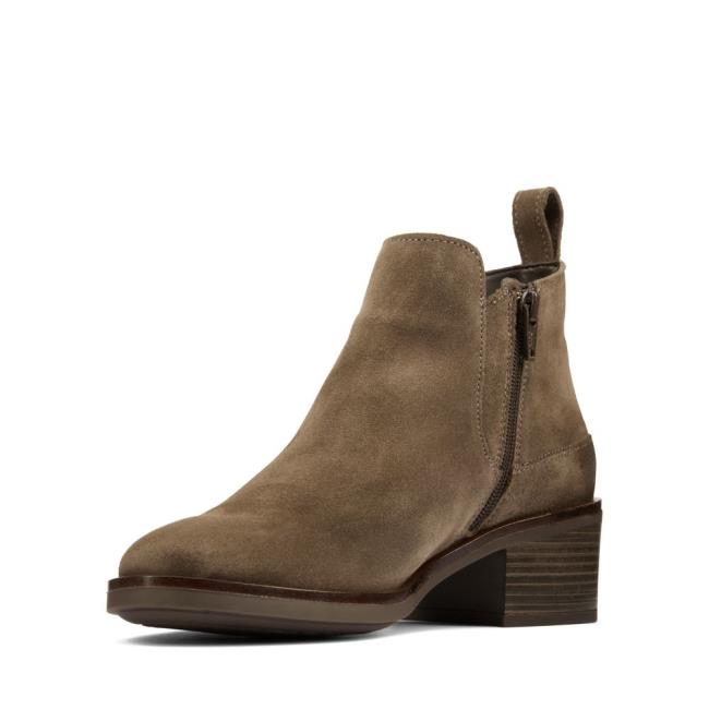 Botas Salto Alto Clarks Memi Zip Feminino Cinzentas Marrom | CLK456QLD