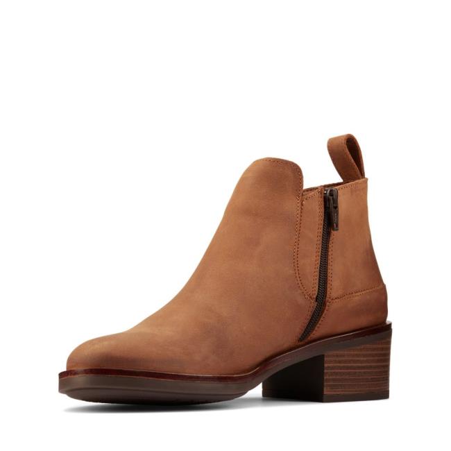 Botas Salto Alto Clarks Memi Zip Feminino Marrom Escuro | CLK943HZN