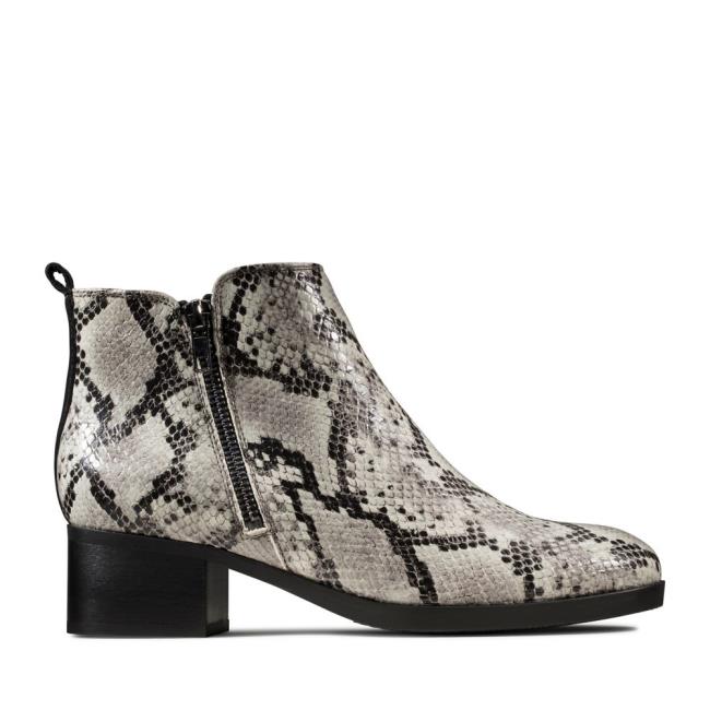 Botas Salto Alto Clarks Mila Sky Feminino Cinzentas Serpentine | CLK791BZL