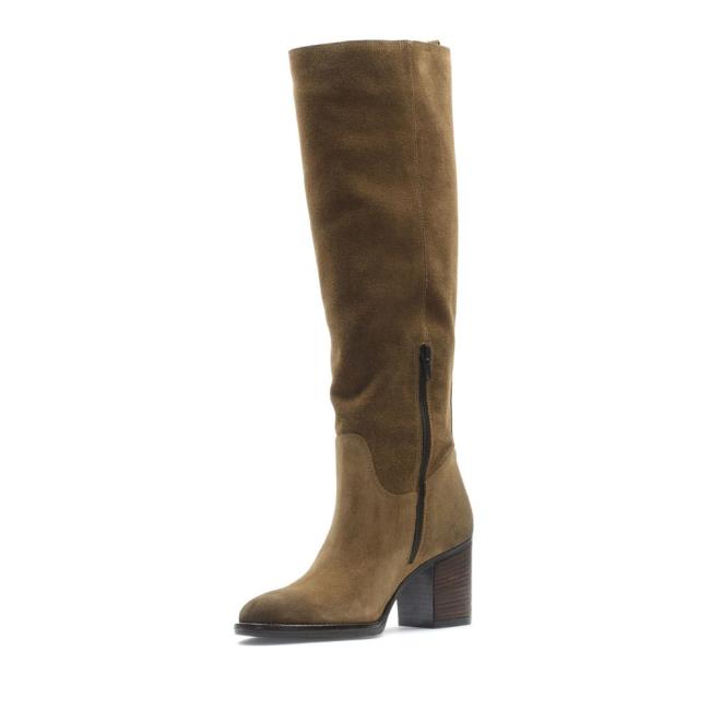 Botas Salto Alto Clarks Park Rise Feminino Marrom | CLK018NOG