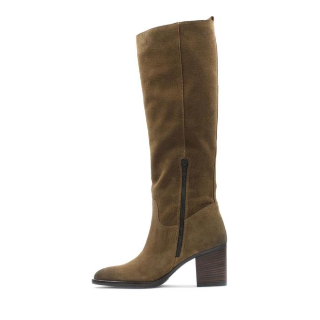 Botas Salto Alto Clarks Park Rise Feminino Marrom | CLK018NOG