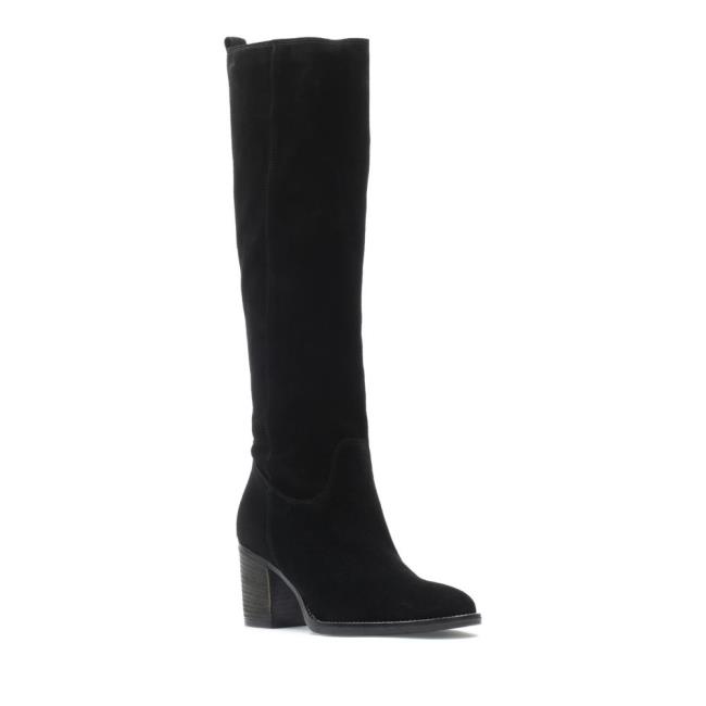 Botas Salto Alto Clarks Park Rise Feminino Pretas | CLK186RUL