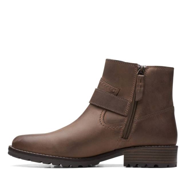 Botins Clarks Clarkwell Alças Feminino Marrom Escuro | CLK479BDY