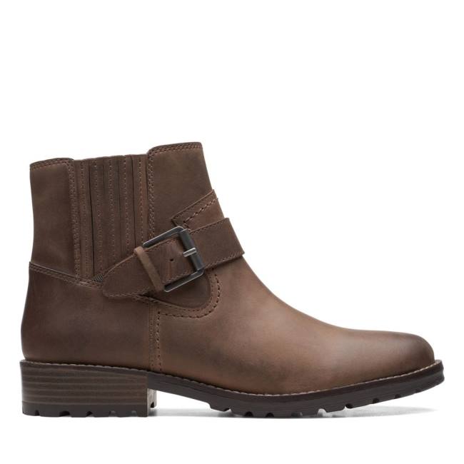 Botins Clarks Clarkwell Alças Feminino Marrom Escuro | CLK479BDY