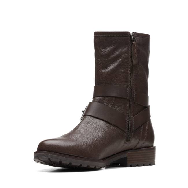 Botins Clarks Clarkwell Medio Feminino Marrom Escuro | CLK739ZTS