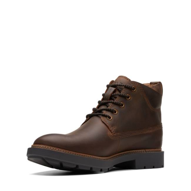 Botins Clarks Craftdale 2 Medio Masculino Marrom Escuro | CLK382PZW