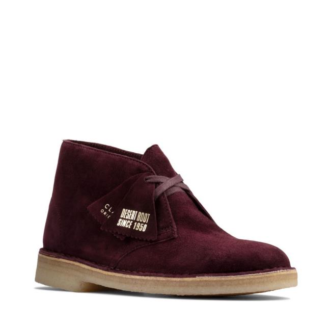 Botins Clarks Desert Boot Feminino Bordeaux | CLK234VUT