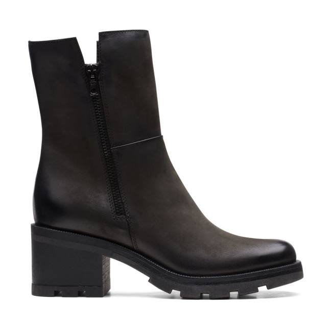 Botins Clarks Odollo Zip Feminino Pretas | CLK837VAE