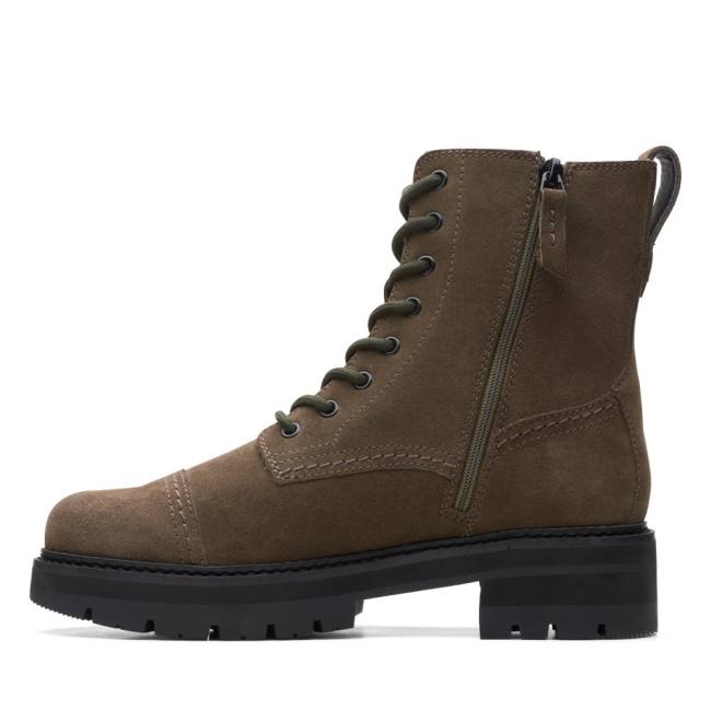 Botins Clarks Orianna Cap Feminino Verde Oliva Escuro | CLK612ZVP