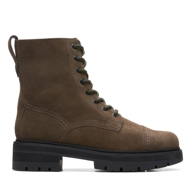 Botins Clarks Orianna Cap Feminino Verde Oliva Escuro | CLK612ZVP