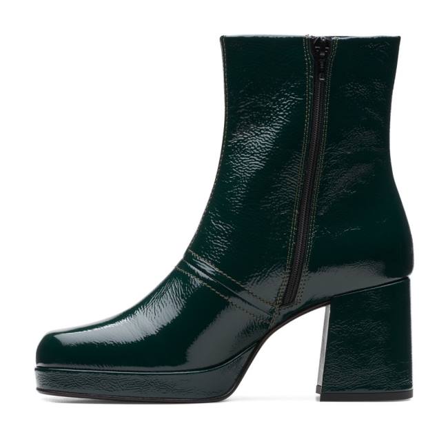 Botins Clarks Pique Zip Feminino Verdes Escuro | CLK736WMA