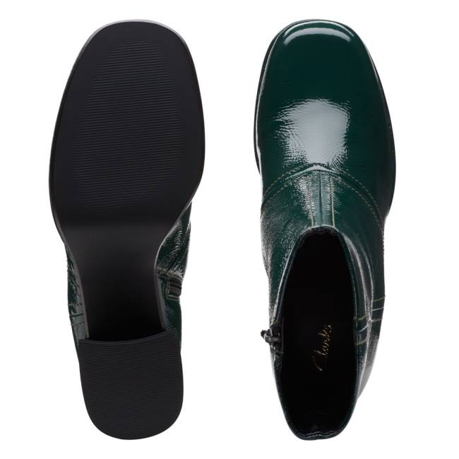 Botins Clarks Pique Zip Feminino Verdes Escuro | CLK736WMA