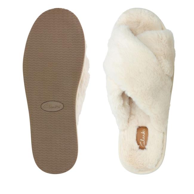 Chinelos Clarks Dream Lux Feminino Creme | CLK407OXD