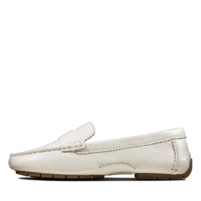 Loafers Clarks C Mocc Feminino Branco | CLK471IUX