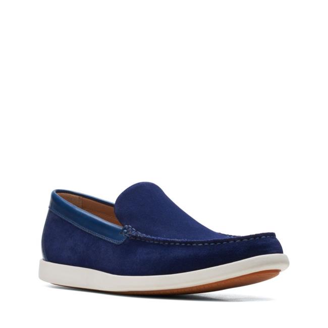 Loafers Clarks Ferius Creek Masculino Azuis Escuro | CLK412QYC