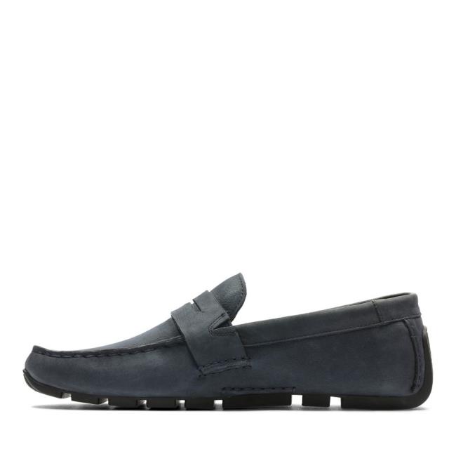 Loafers Clarks Oswick Penny Masculino Azul Marinho | CLK206SWJ