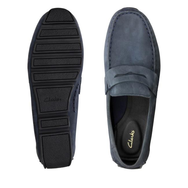 Loafers Clarks Oswick Penny Masculino Azul Marinho | CLK206SWJ