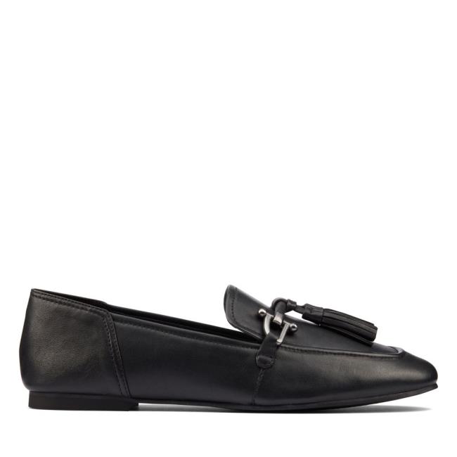 Loafers Clarks Pure 2 Tassel Feminino Pretas | CLK954ALH