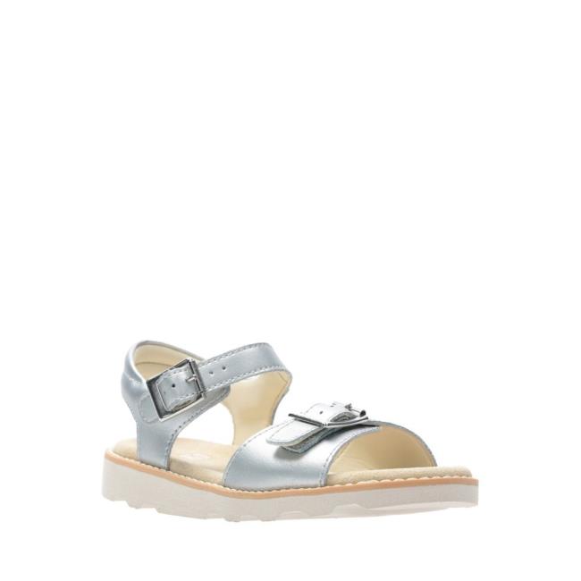 Sandalias Clarks Crown Bloom Kid Menina Prateadas | CLK963MOW