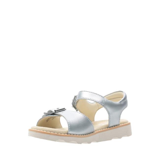 Sandalias Clarks Crown Bloom Kid Menina Prateadas | CLK963MOW