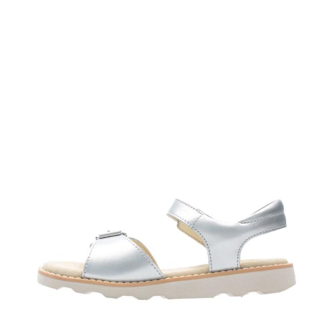 Sandalias Clarks Crown Bloom Kid Menina Prateadas | CLK963MOW