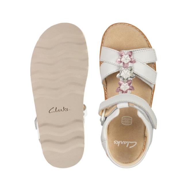 Sandalias Clarks Crown Flower Kid Menina Branco | CLK375FHL