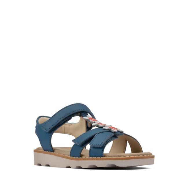 Sandalias Clarks Crown Flower Kid Menina Azuis | CLK614XSJ