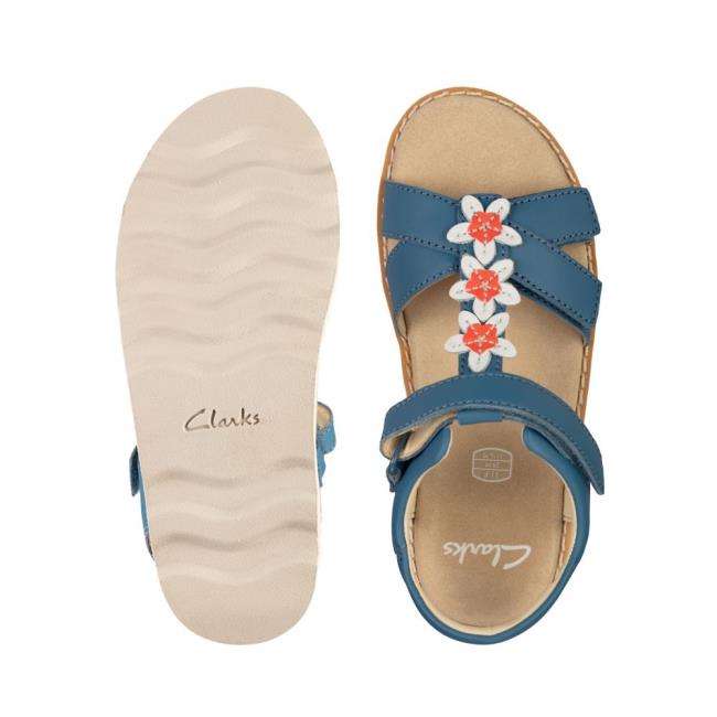 Sandalias Clarks Crown Flower Kid Menina Azuis | CLK614XSJ