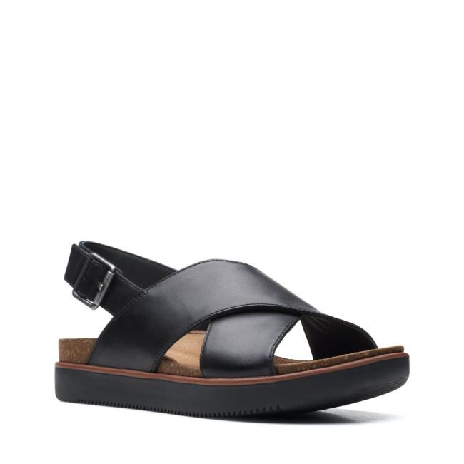 Sandalias Clarks Elayne Cross Feminino Pretas | CLK621NFK