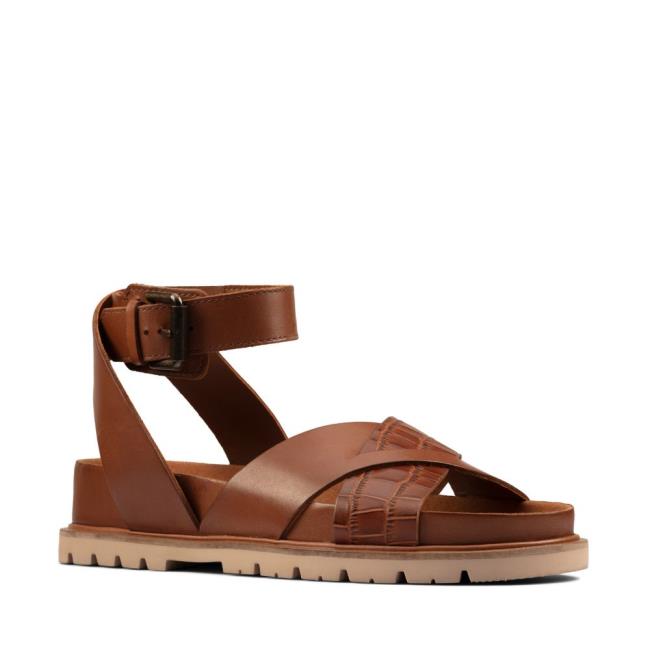 Sandalias Clarks Orianna Cross Feminino Marrom Escuro | CLK235WOT