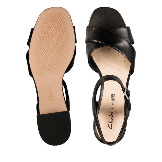 Sandalias Clarks Sheer 35 Alças Feminino Pretas | CLK392KCW