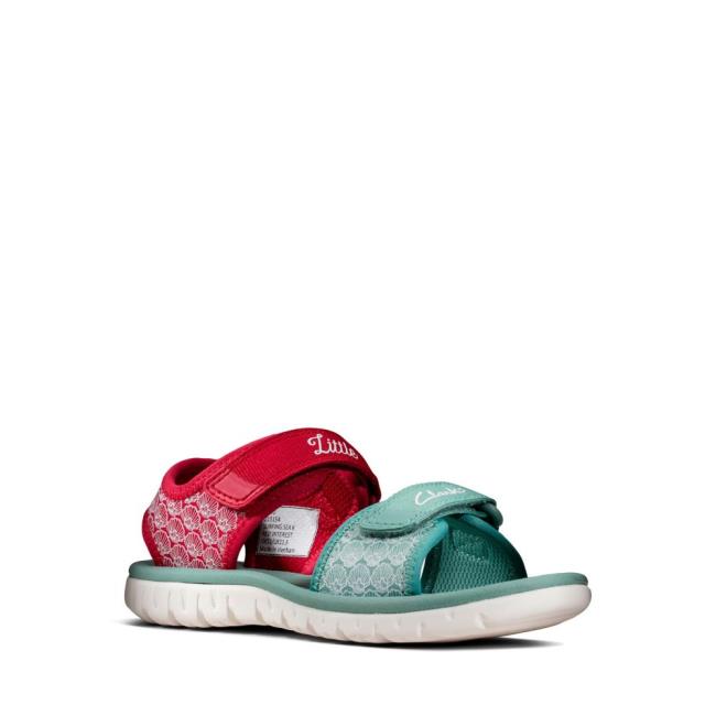 Sandalias Clarks Surfing Sea Kid Menina Vermelhas | CLK086HKO