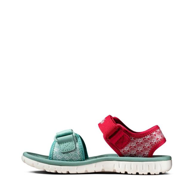 Sandalias Clarks Surfing Sea Kid Menina Vermelhas | CLK086HKO