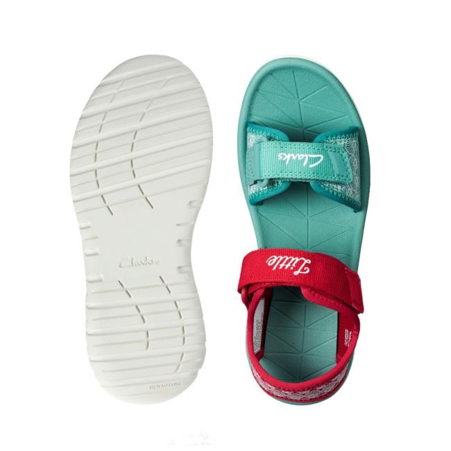 Sandalias Clarks Surfing Sea Kid Menina Vermelhas | CLK086HKO