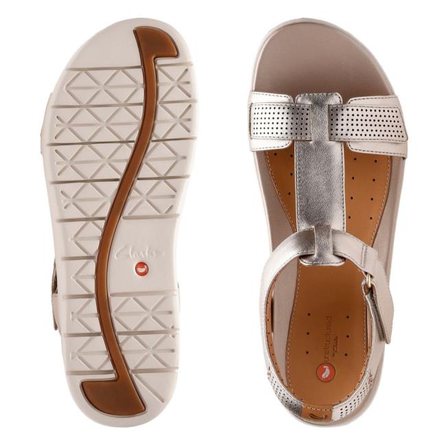 Sandalias Clarks Un Haywood Feminino Douradas Metal | CLK740SPV